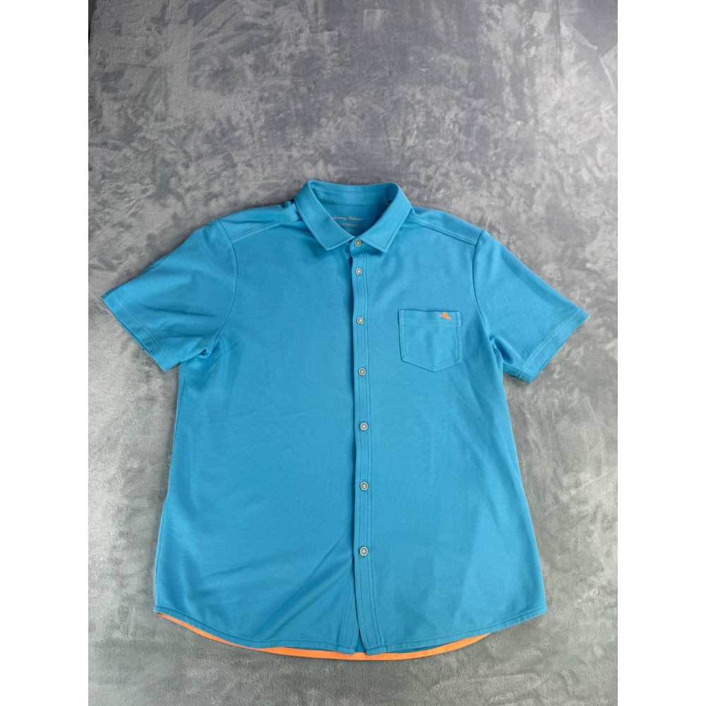 Tommy Bahama Button Down Shirt Mens XL Blue IslandZone Supima Cotton
